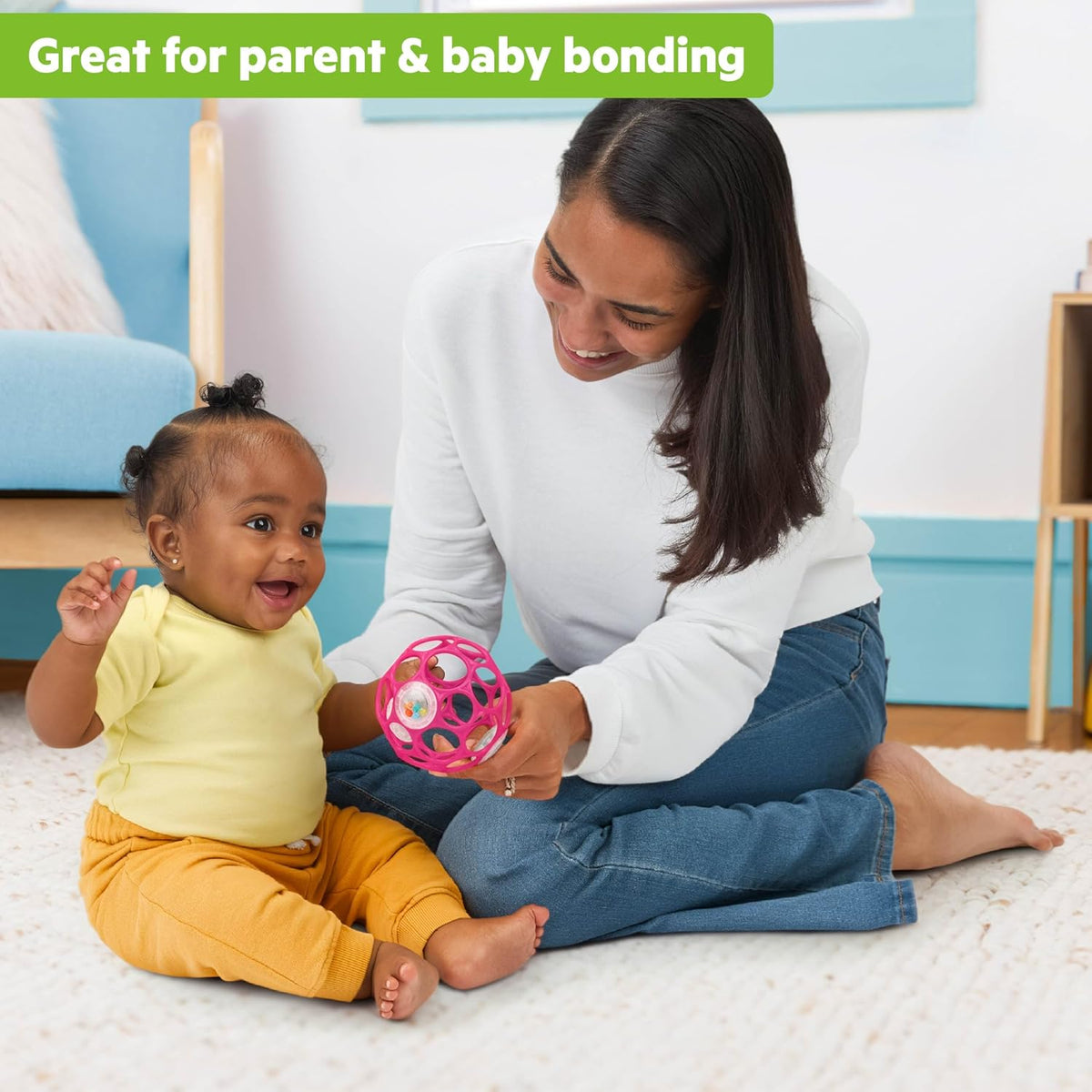 Bright Starts Oball Rattle - Juguete de agarre fácil, color rosa, p...