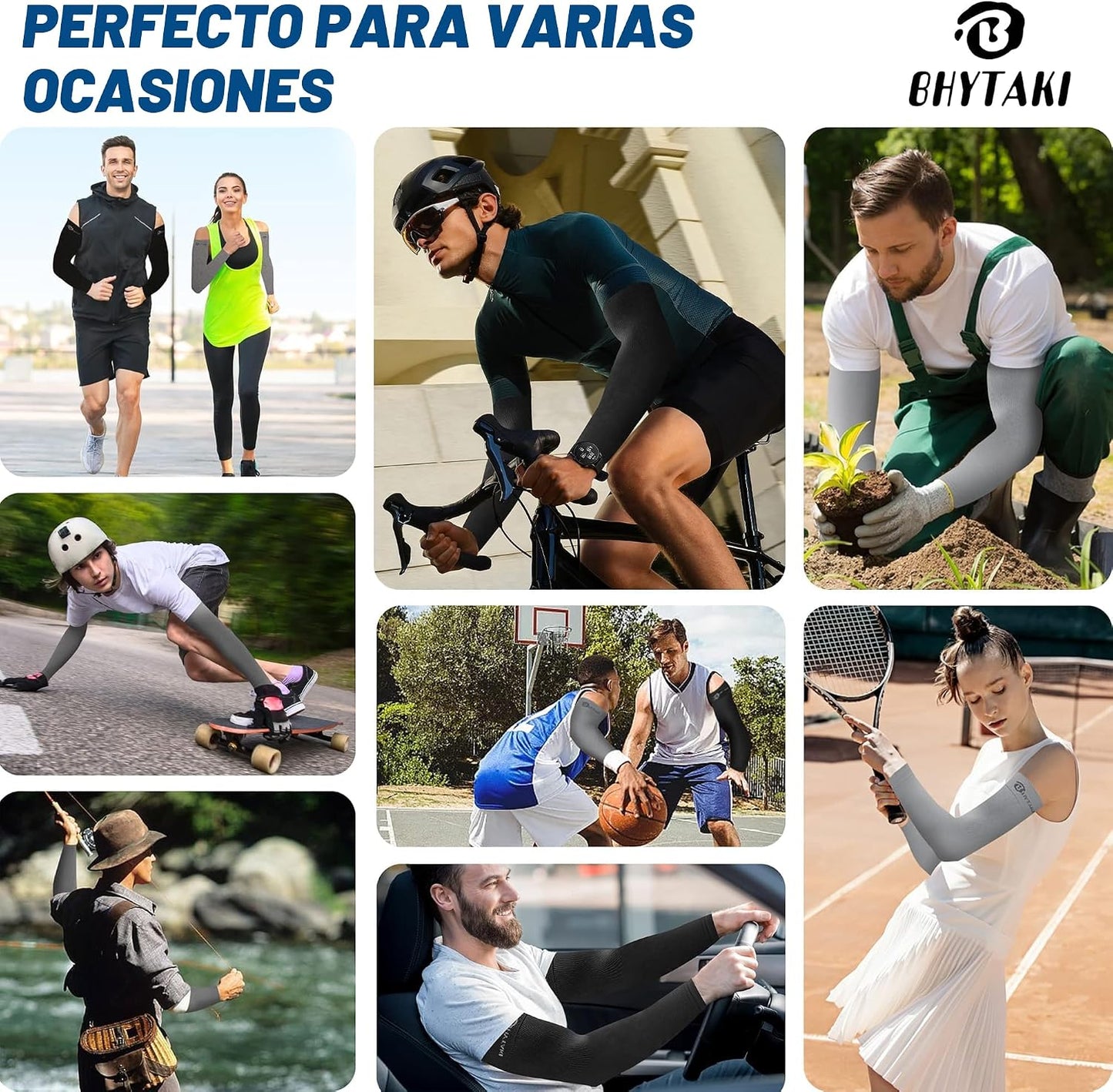 BHYTAKI Mangas de Protección Solar UV, Mangas de Compresión de Braz...
