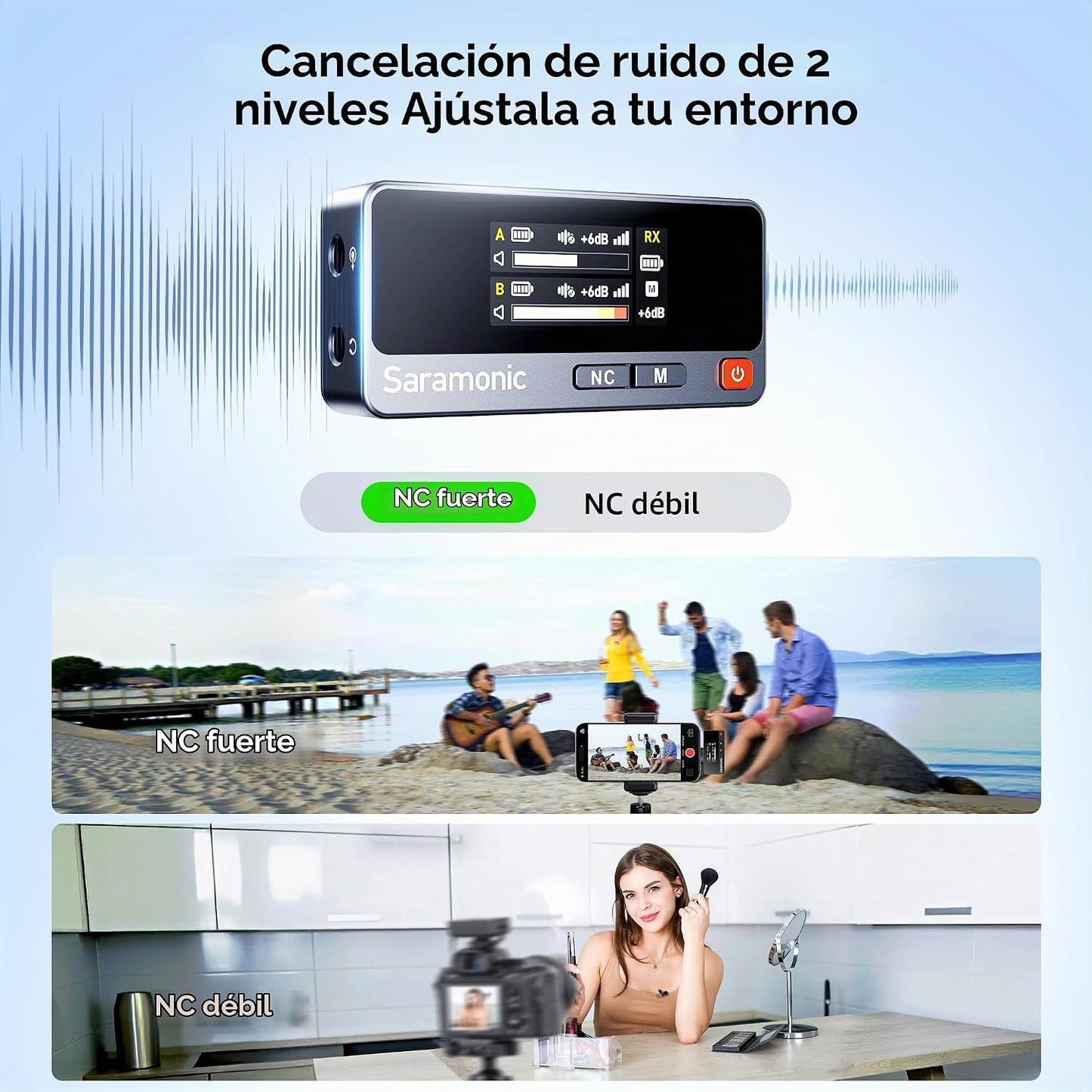 Saramonic Micrófonos Lavalier inalámbricos de aire para iPhone\/cám...