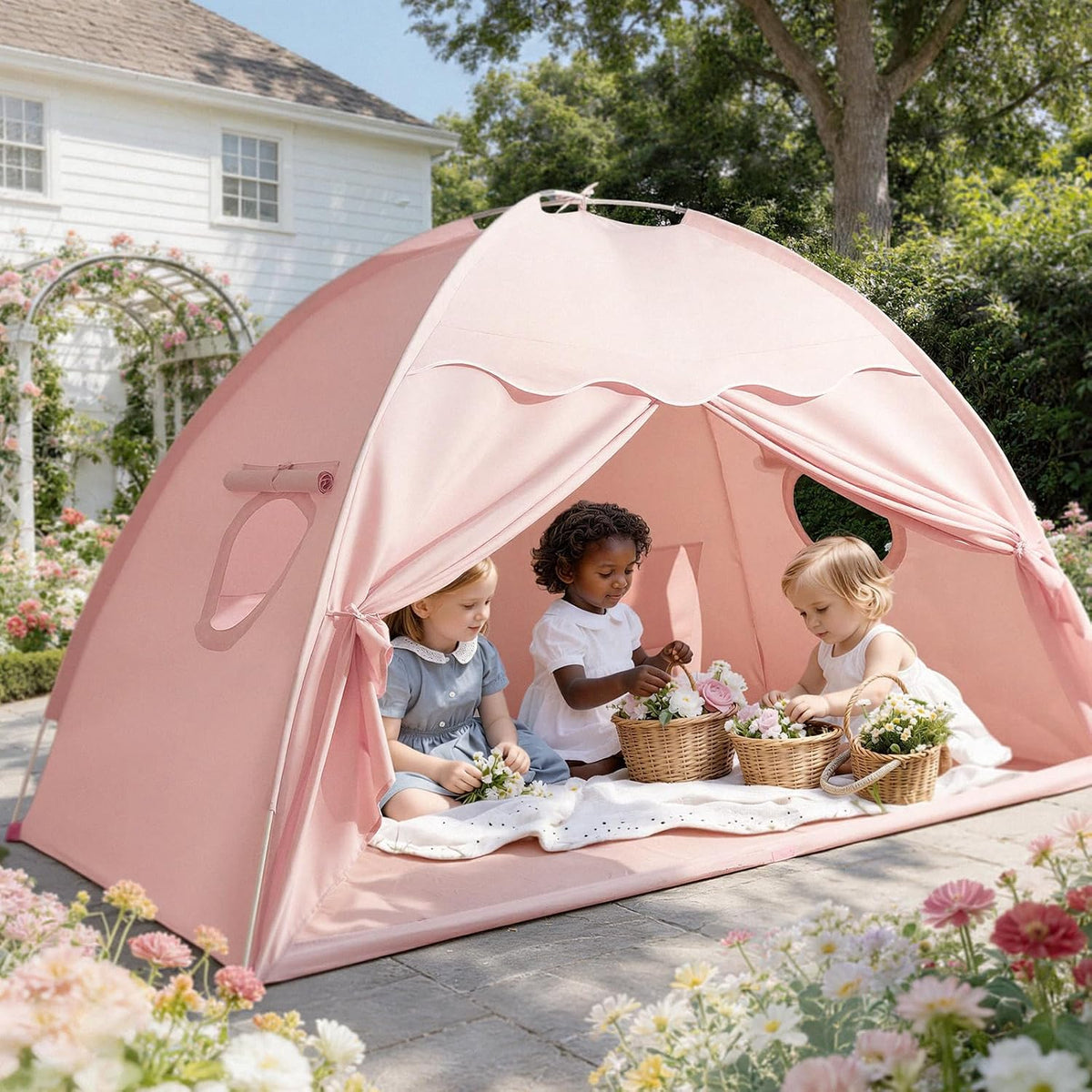 Tiny Land Tienda de campaña para cama individual para niños, tienda...