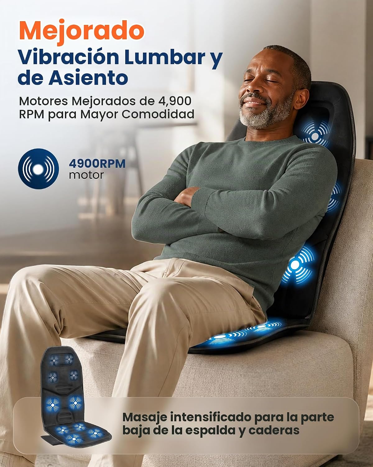 COMFIER - Masajeador de espalda con vibración con calor, cojín de a...