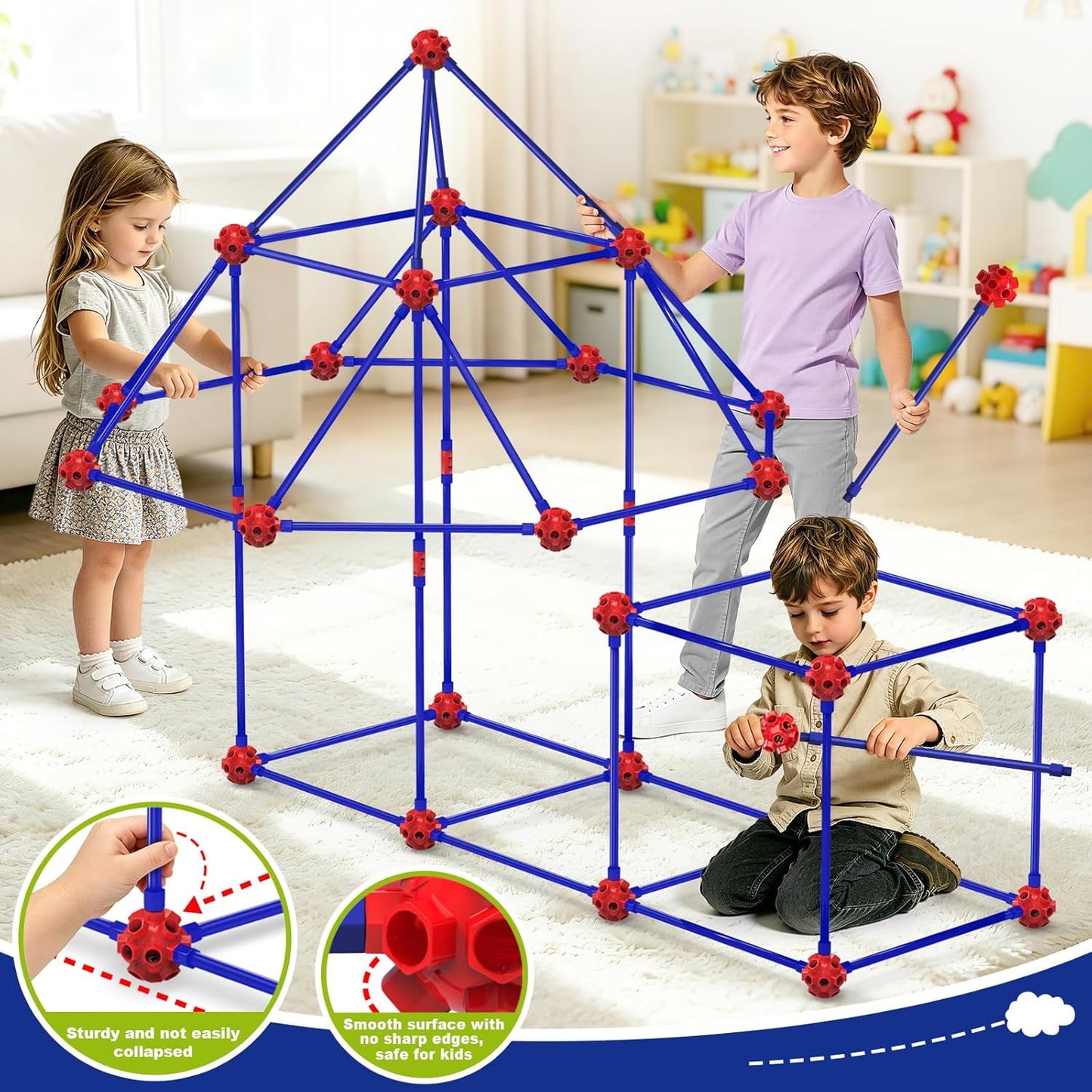Kit de construcción de fortalezas para niños, 140 piezas de juguete...