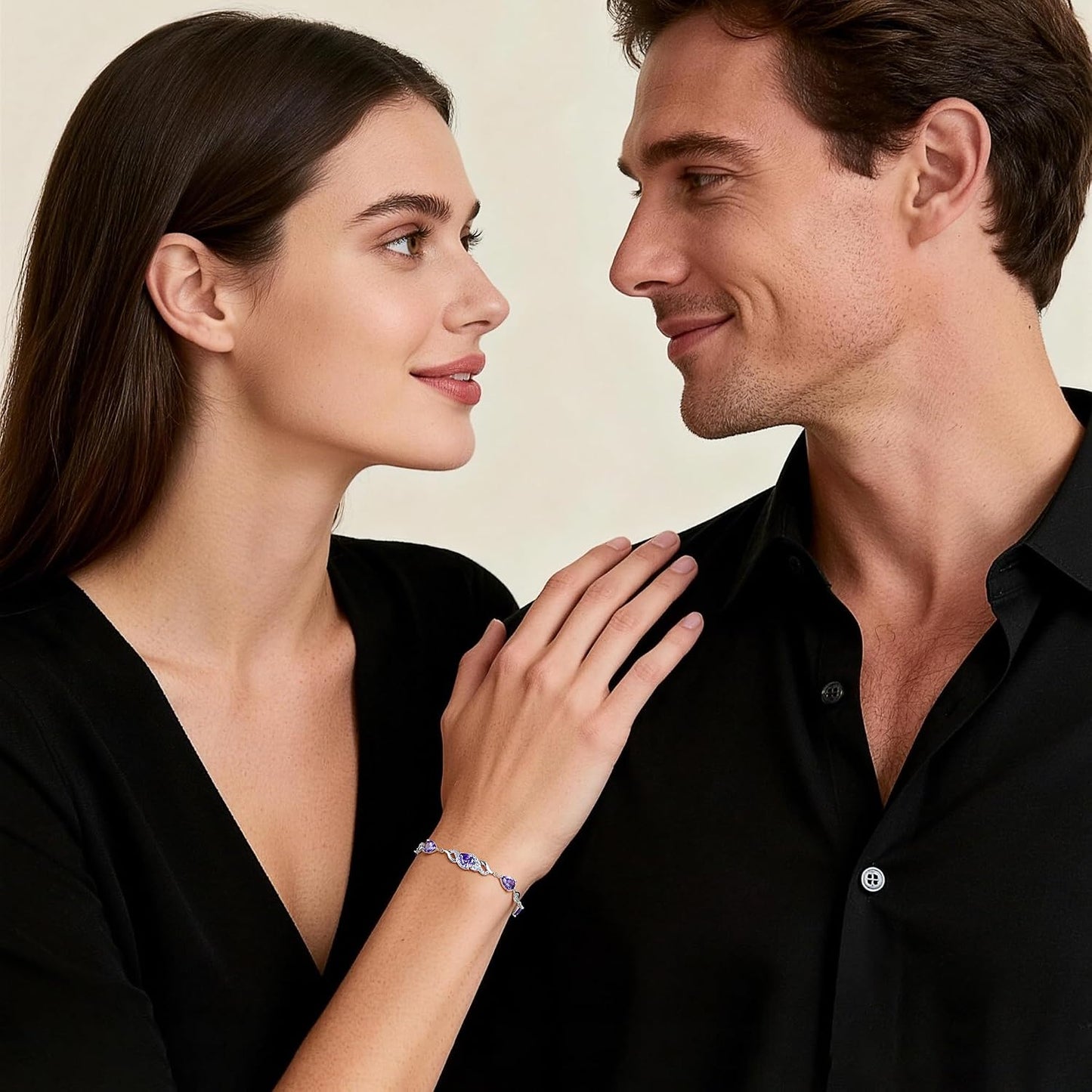 Iefil Pulseras de tenis ajustables para mujer, pulsera de plata est...