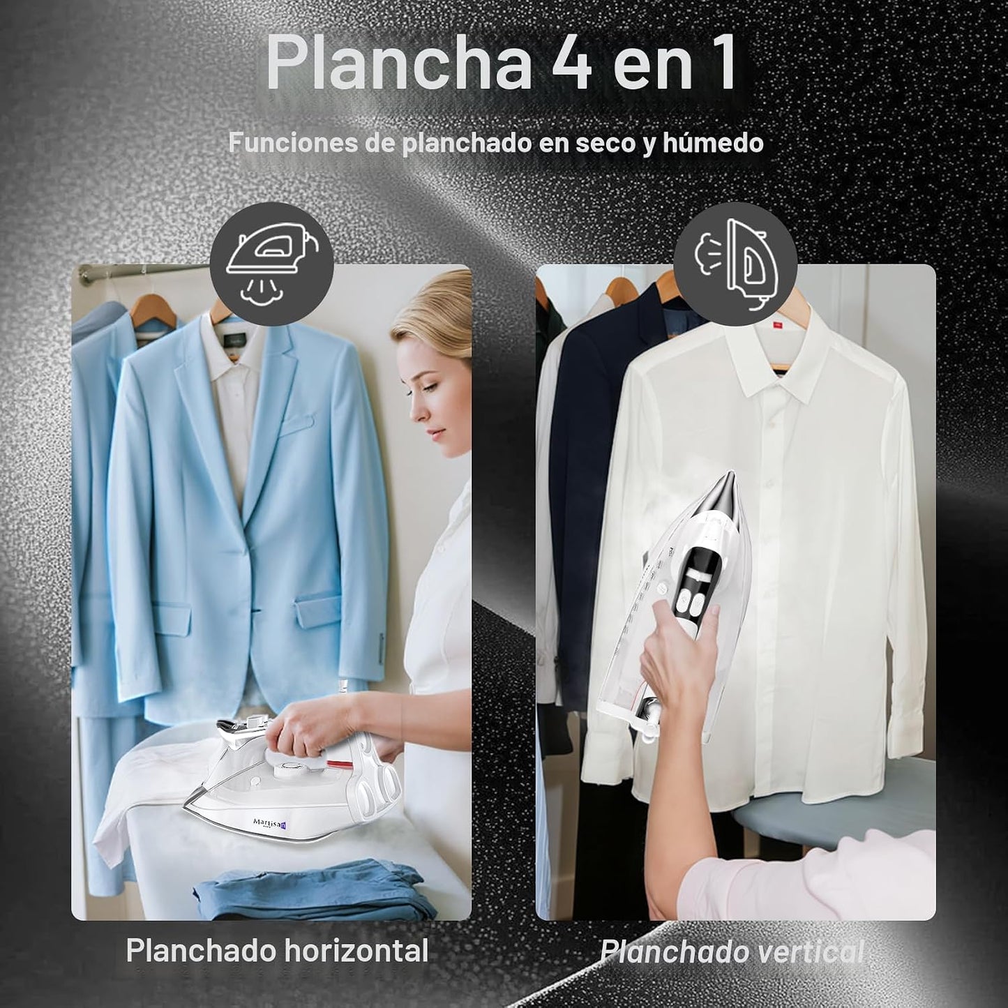 Martisan Plancha de vapor para ropa, 1800 W, suela de nano cerámica...