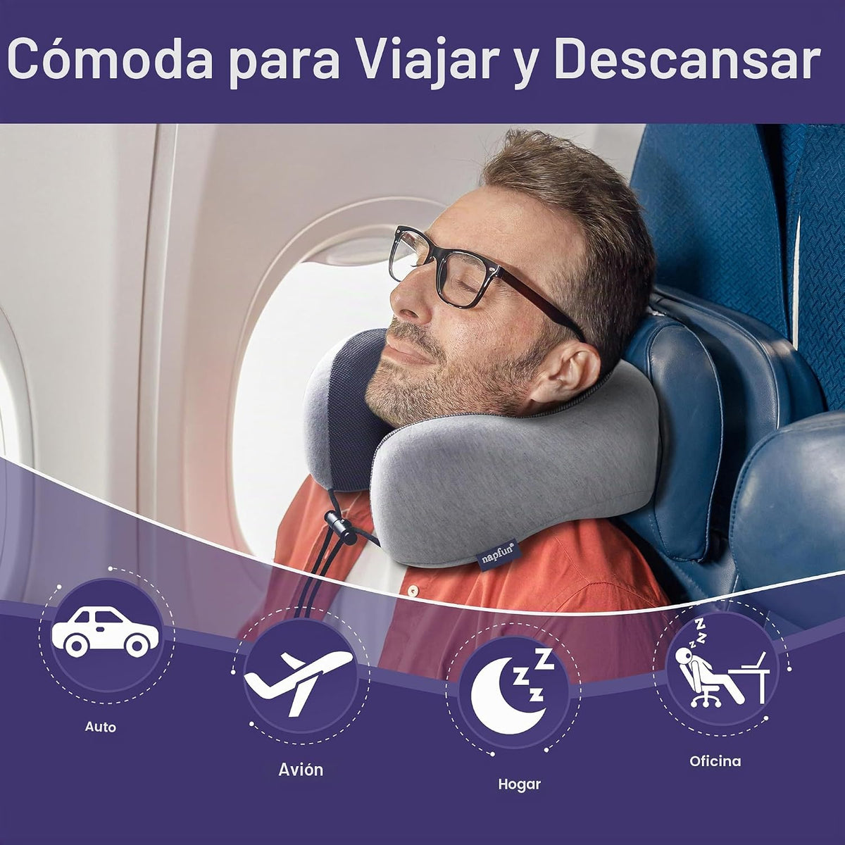 NapFun - Almohada de cuello para viajes, mejorada para viajar por a...