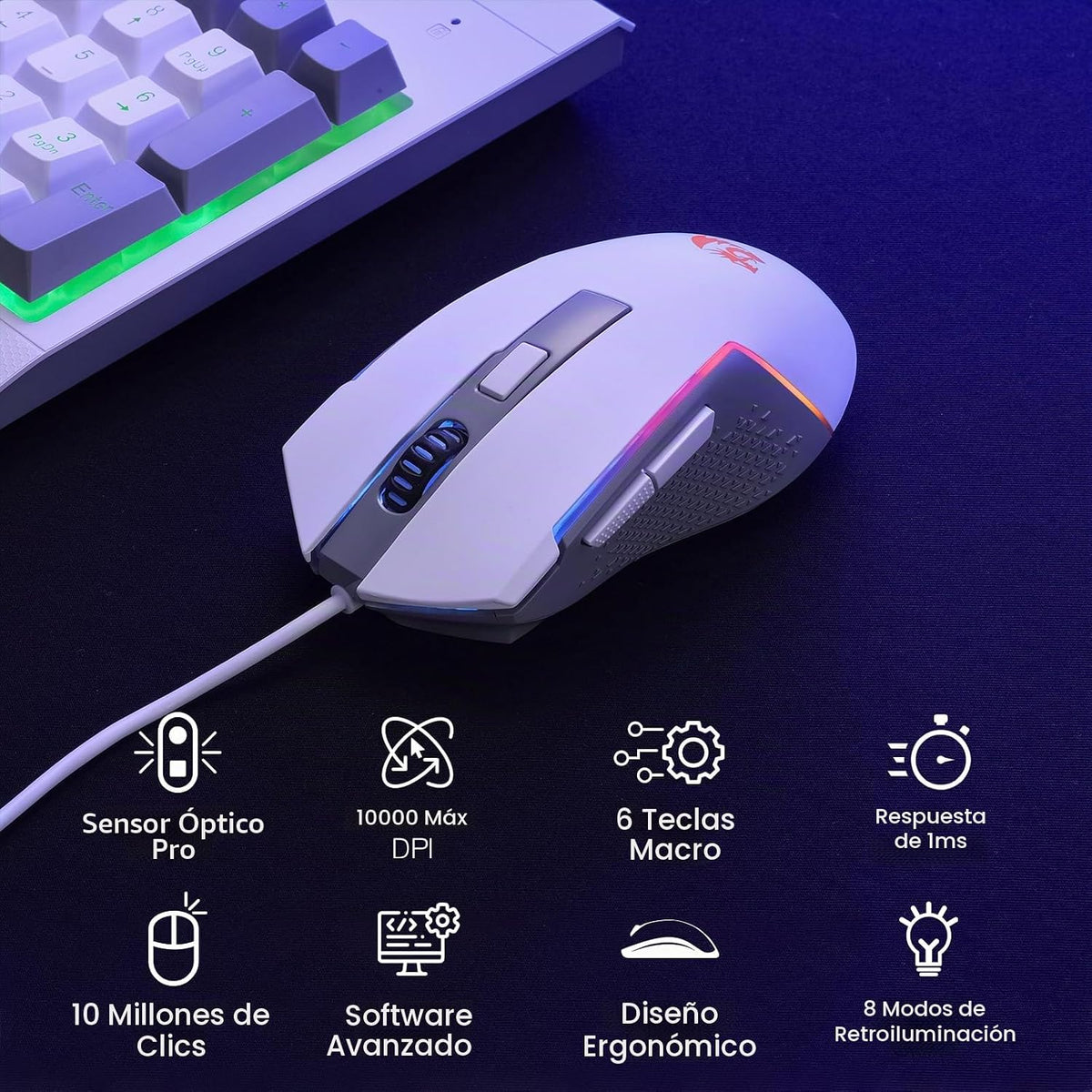 Redragon S151 Combo de Teclado y Mouse para Juegos, Teclado K525 co...