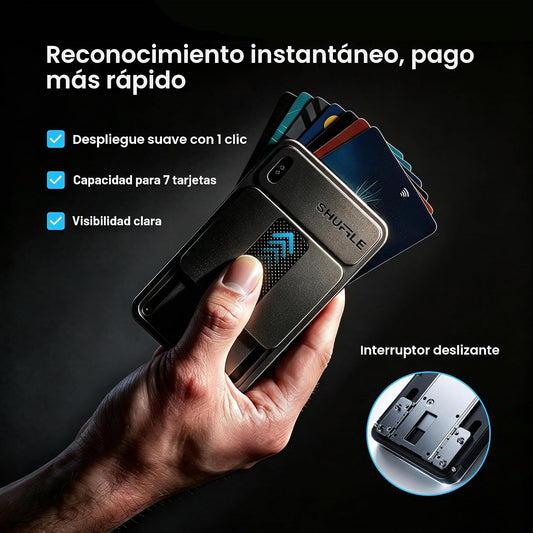Shuffle Wallet 2.0, innovador mecanismo de abanico para hombre cart...