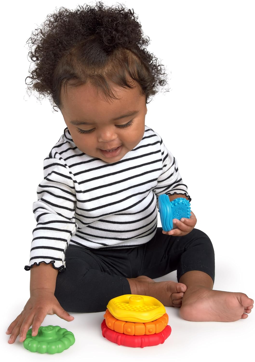 Baby Einstein Stack &amp; Teethe - Juego de 5 mordedores multitextu...