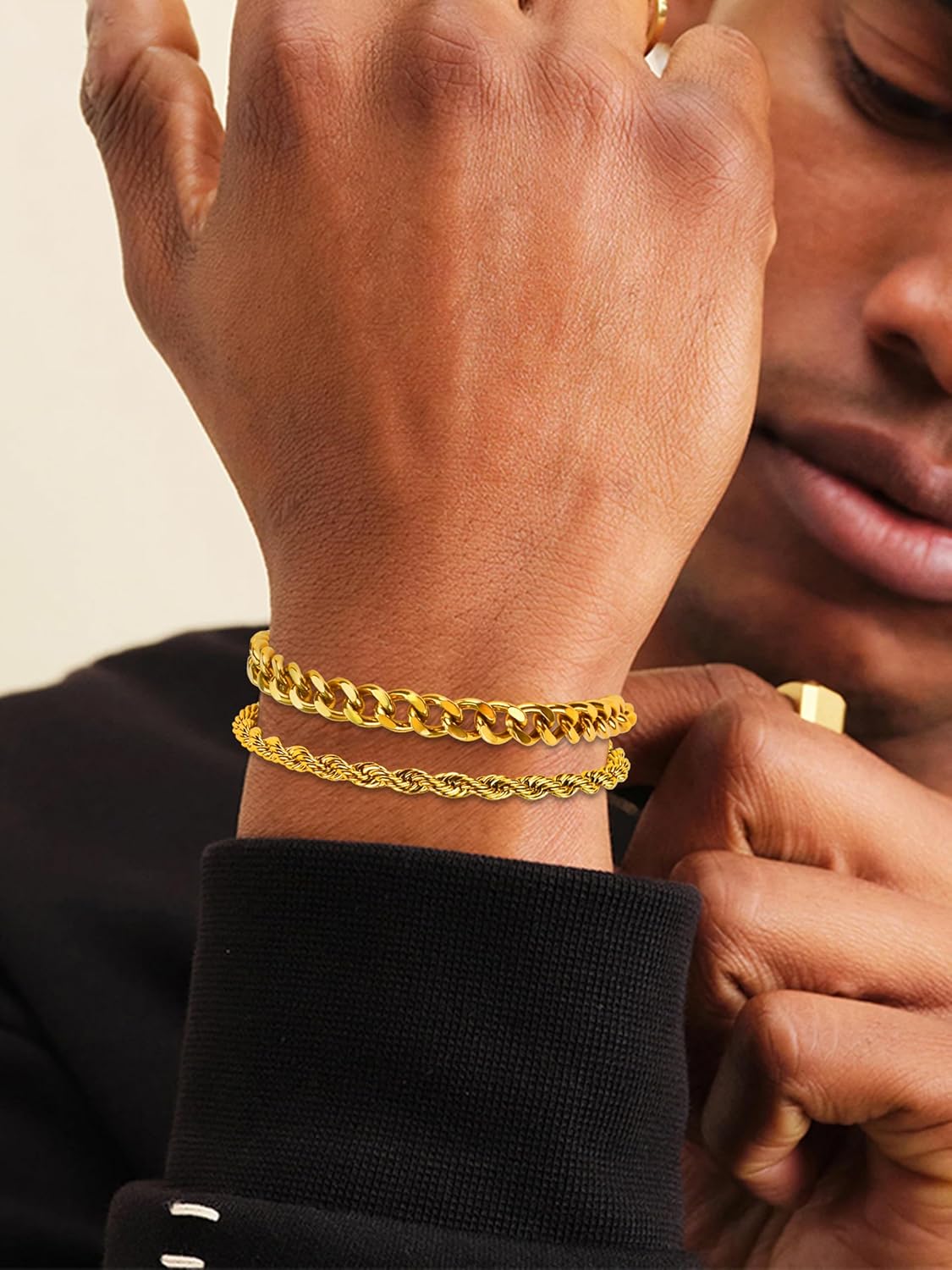 PEALICIOUS Pulseras para hombre, joyería como 2 pulseras de plata\/...