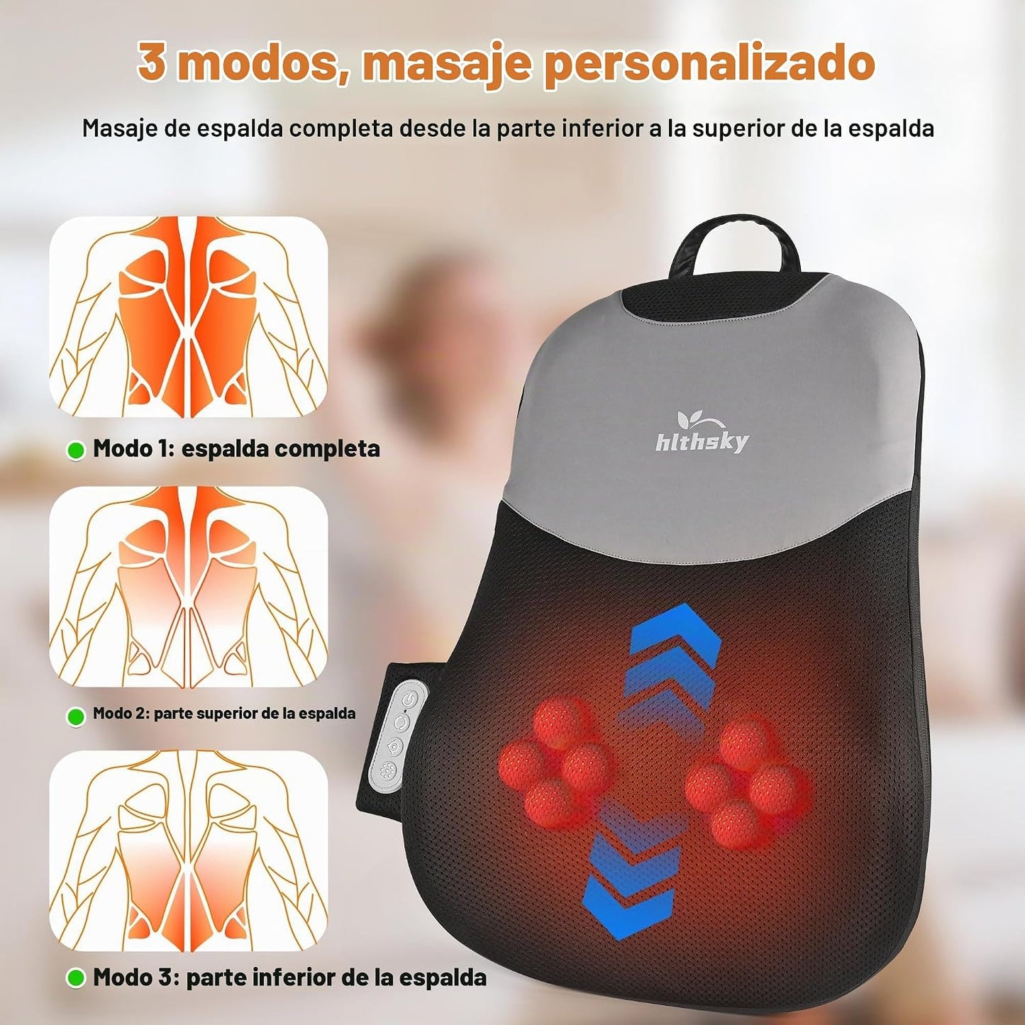 hlthsky Masajeador de cuello y espalda con calor, enrollable hacia...