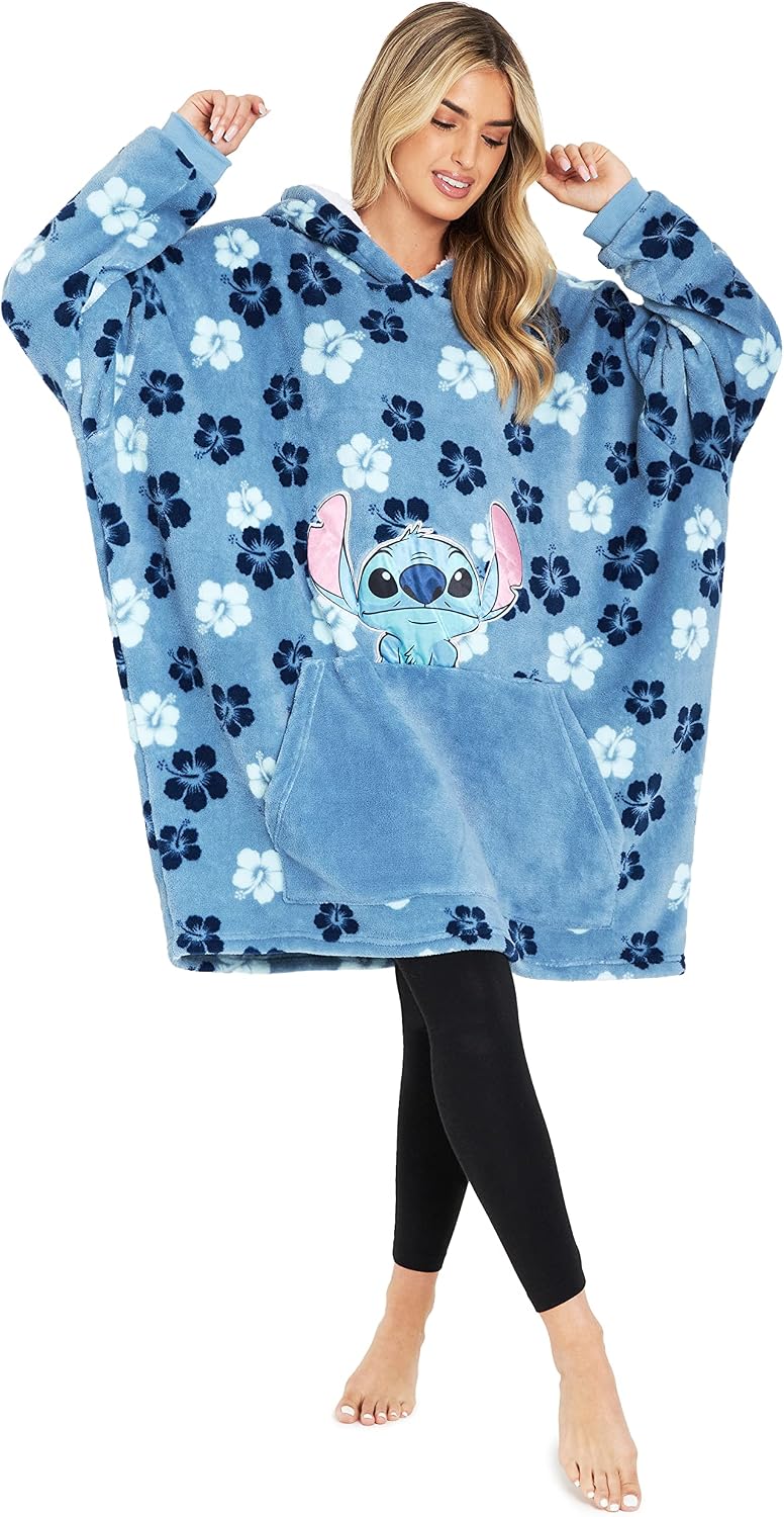 Disney Manta con Capucha de Stitch para Mujeres y Adolescentes, Pon...