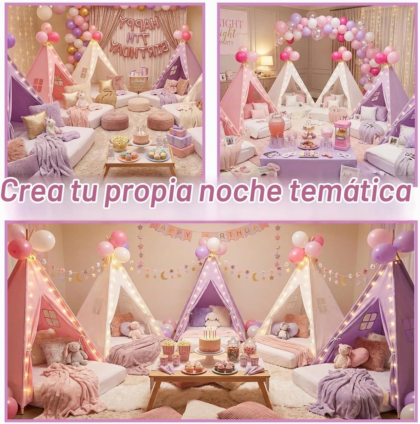 Paquete de 6 Tiendas Teepee para Fiestas de Pijamas para Niños a Gr...