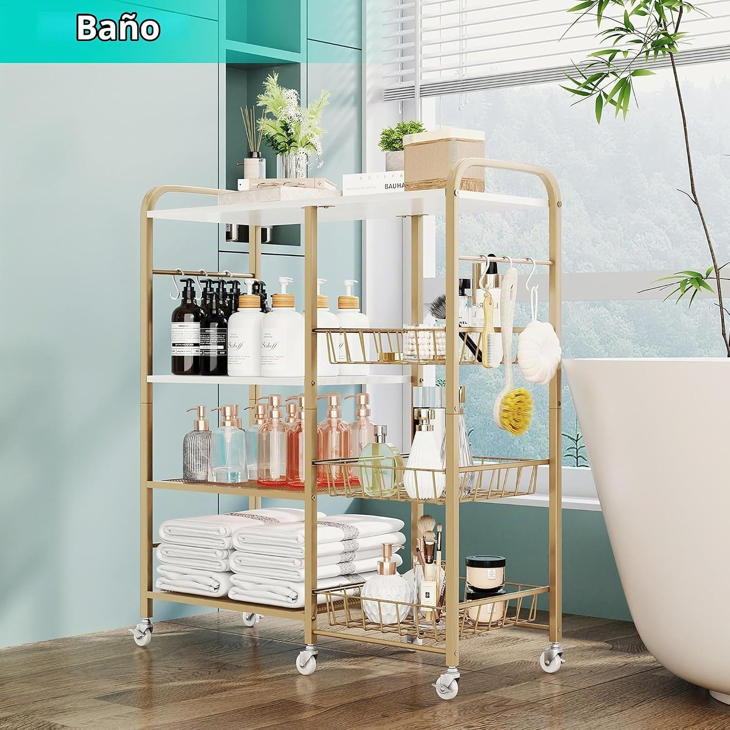 HapiRm Carrito de Cocina con Ruedas para Microondas - Soporte de Me...