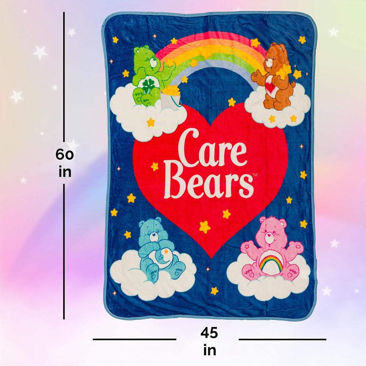 Silver Buffalo Care Bears Logo de corazón arcoíris con Cheer, Dormi...