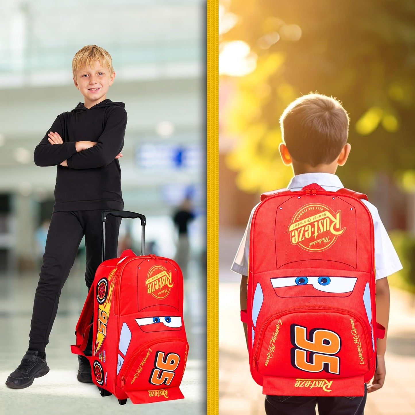 Disney Cars Lightning McQueen - Maleta de mano con ruedas y mango t...