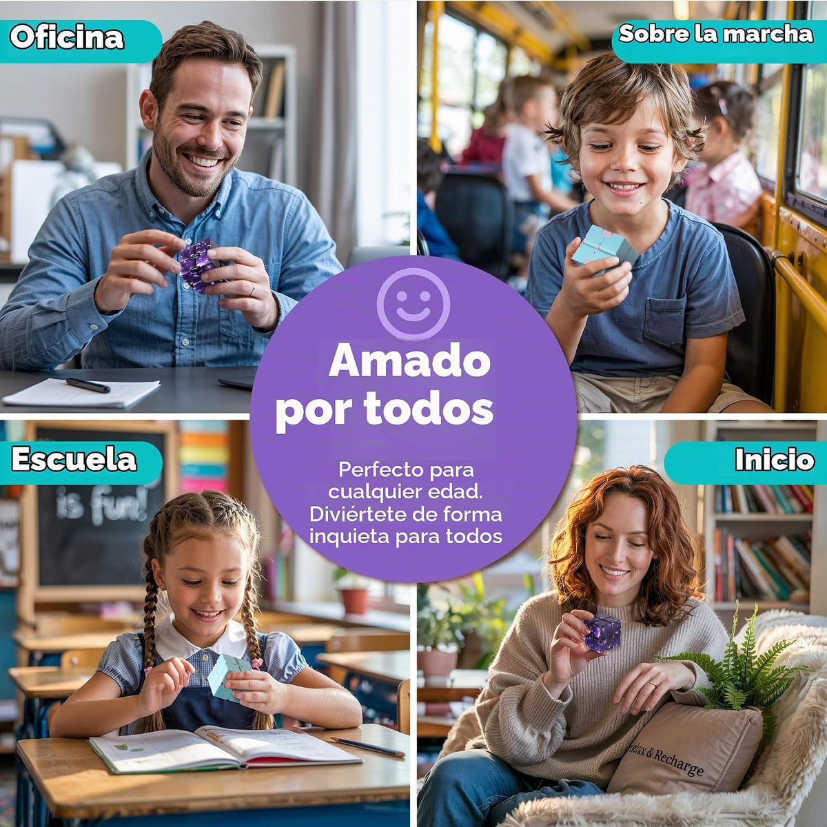 BunMo Infinity Cubes. Paquete de 2 juguetes para la ansiedad, diseñ...