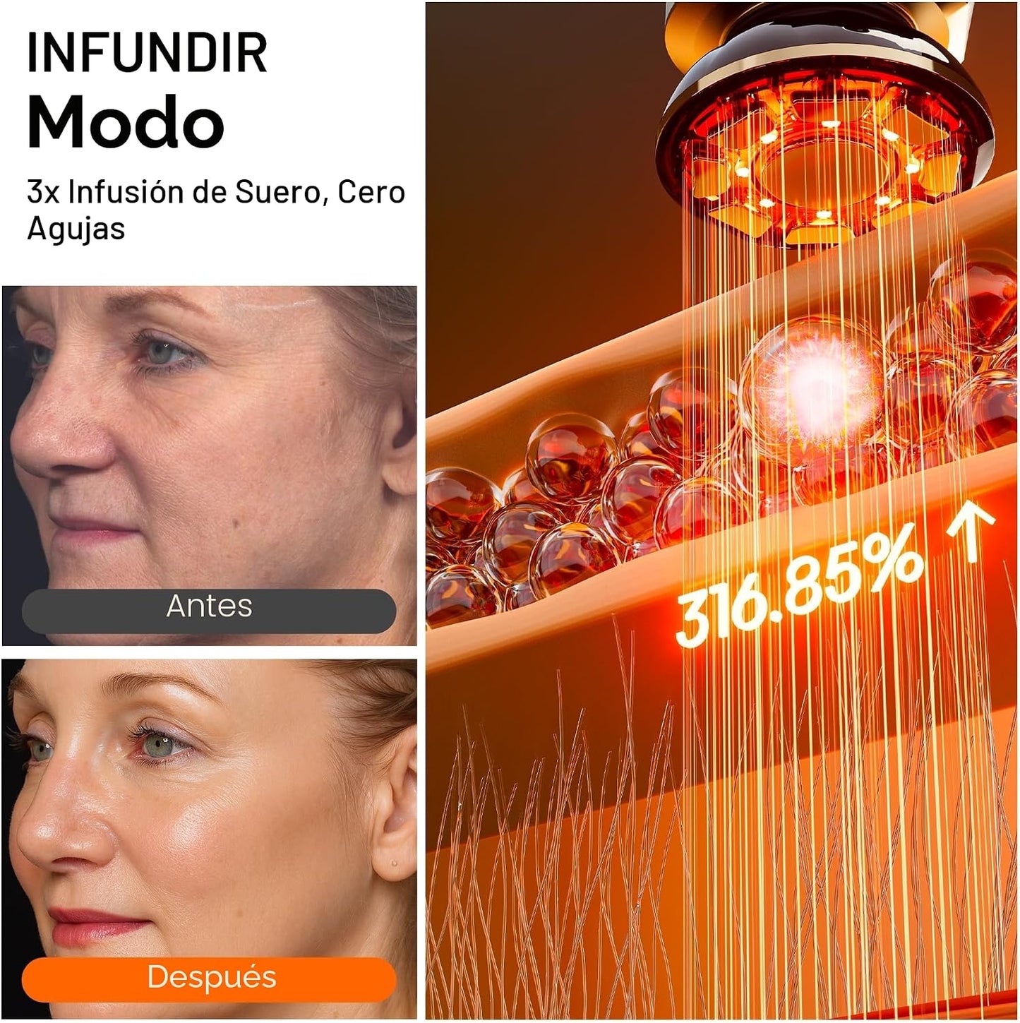 INIA FLARE - Dispositivo de belleza para terapia de luz roja 3 en 1...