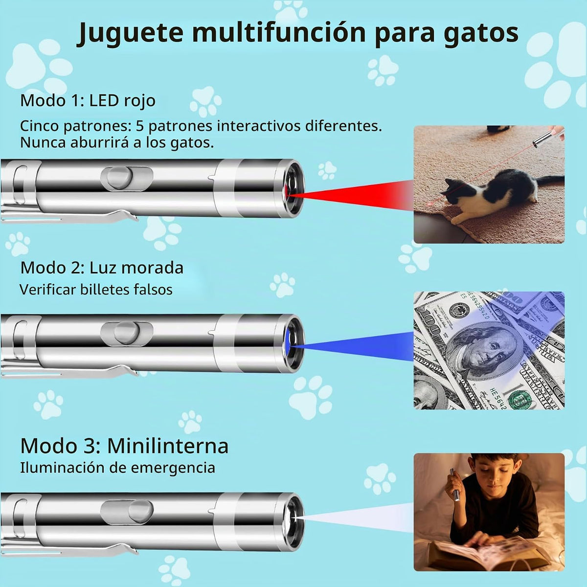 Waputne Puntero de Juguete para Gatos de Interior, 2 Piezas, Juguet...