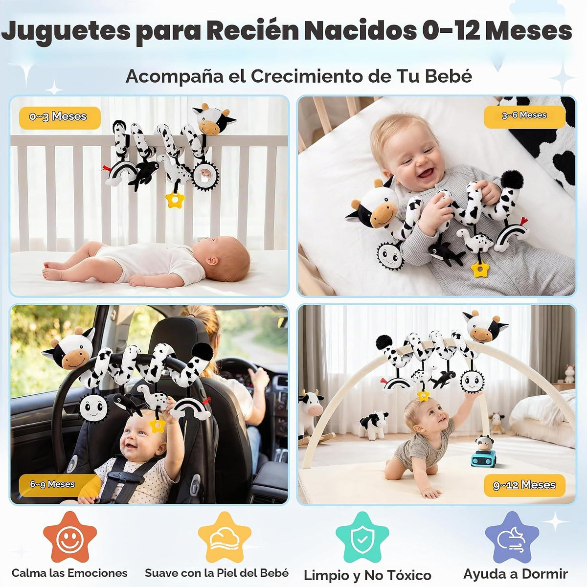 Asiento de coche en espiral para bebés de 0 a 6 meses, asiento de c...