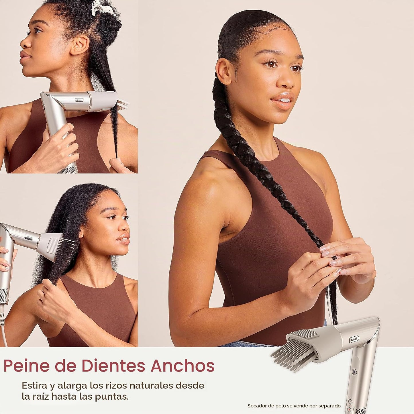 Shark FlexStyle - Peine de dientes anchos, piedra, XSKHD4WTCA | Dos...