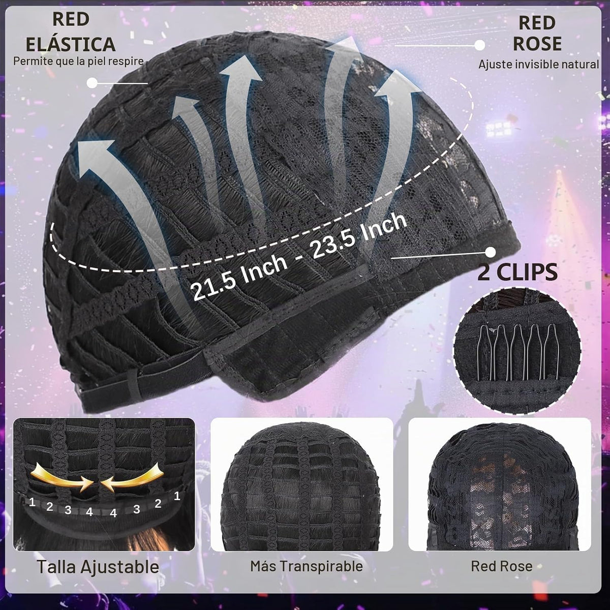 Guree Hair Peluca de salmonete Rocker de los años 80 para hombres y...