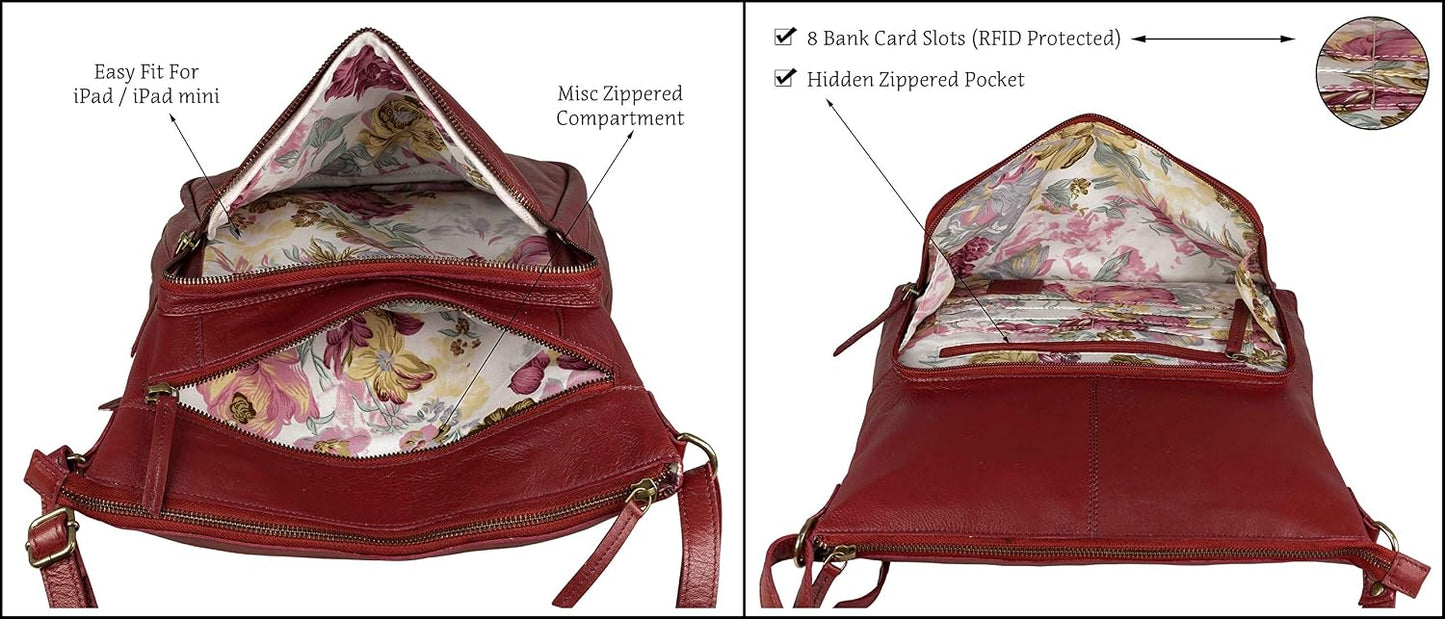 Mou Meraki Bolso cruzado de cuero genuino y bolsos - Bolso cruzado...