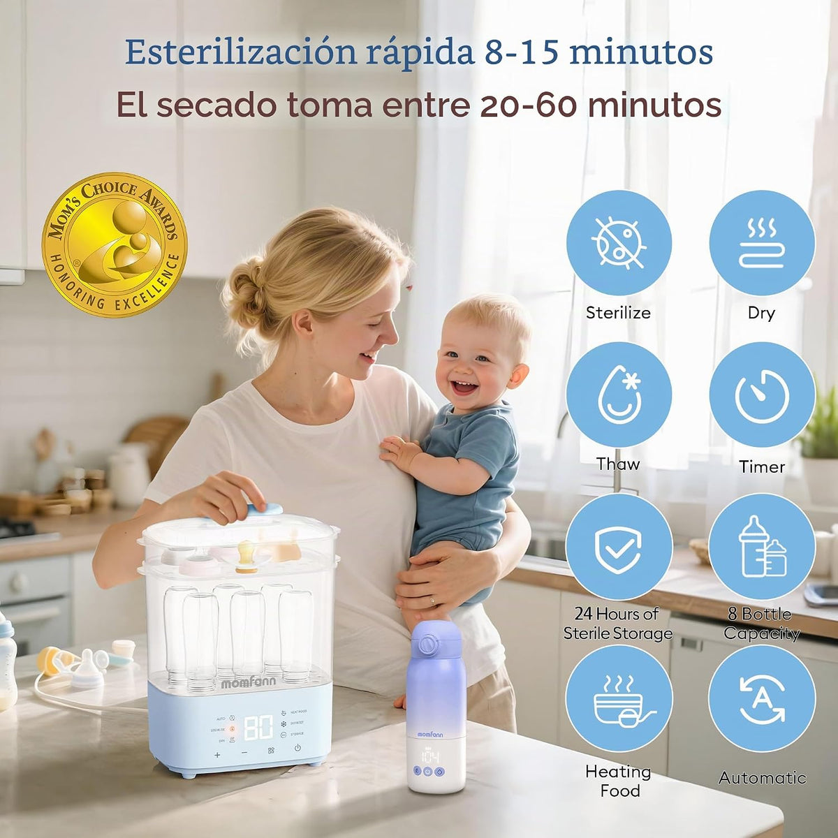 Esterilizador y secador de botellas, esterilizador eléctrico de vap...