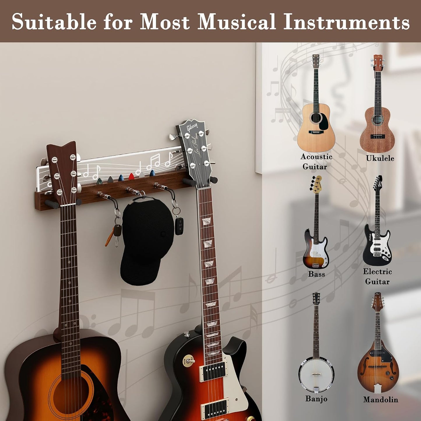 CoolGift Mart Soporte de pared para guitarra iluminado, capacidad p...