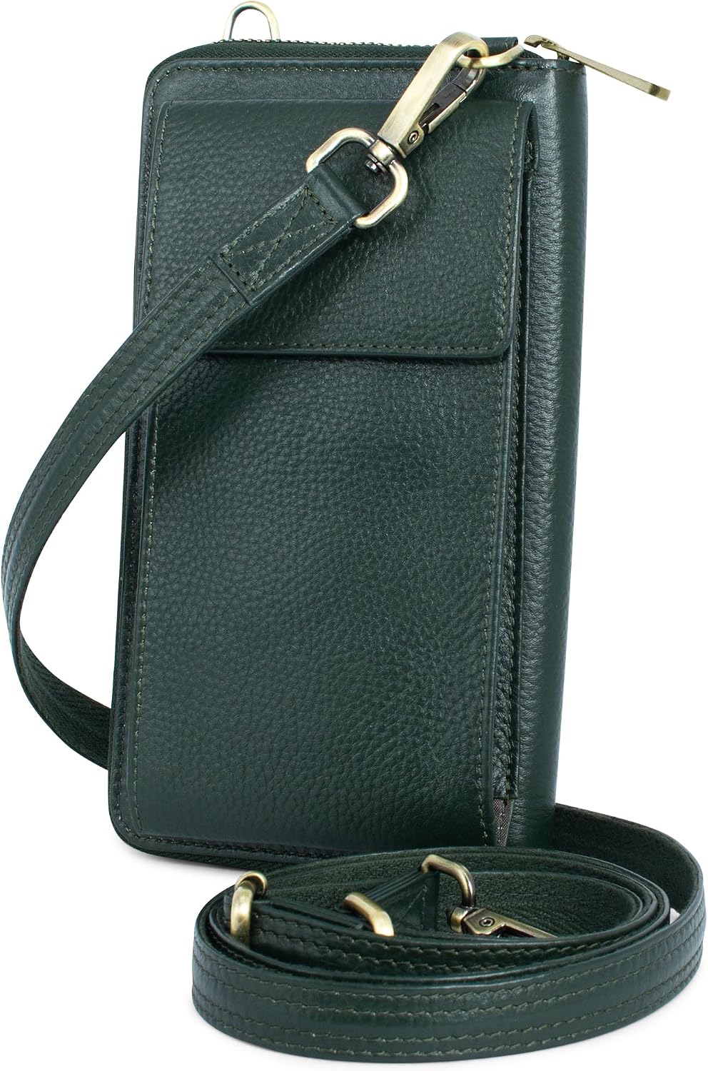 BULL GUARD Bolso de hombro de cuero con cartera para teléfono, anti...