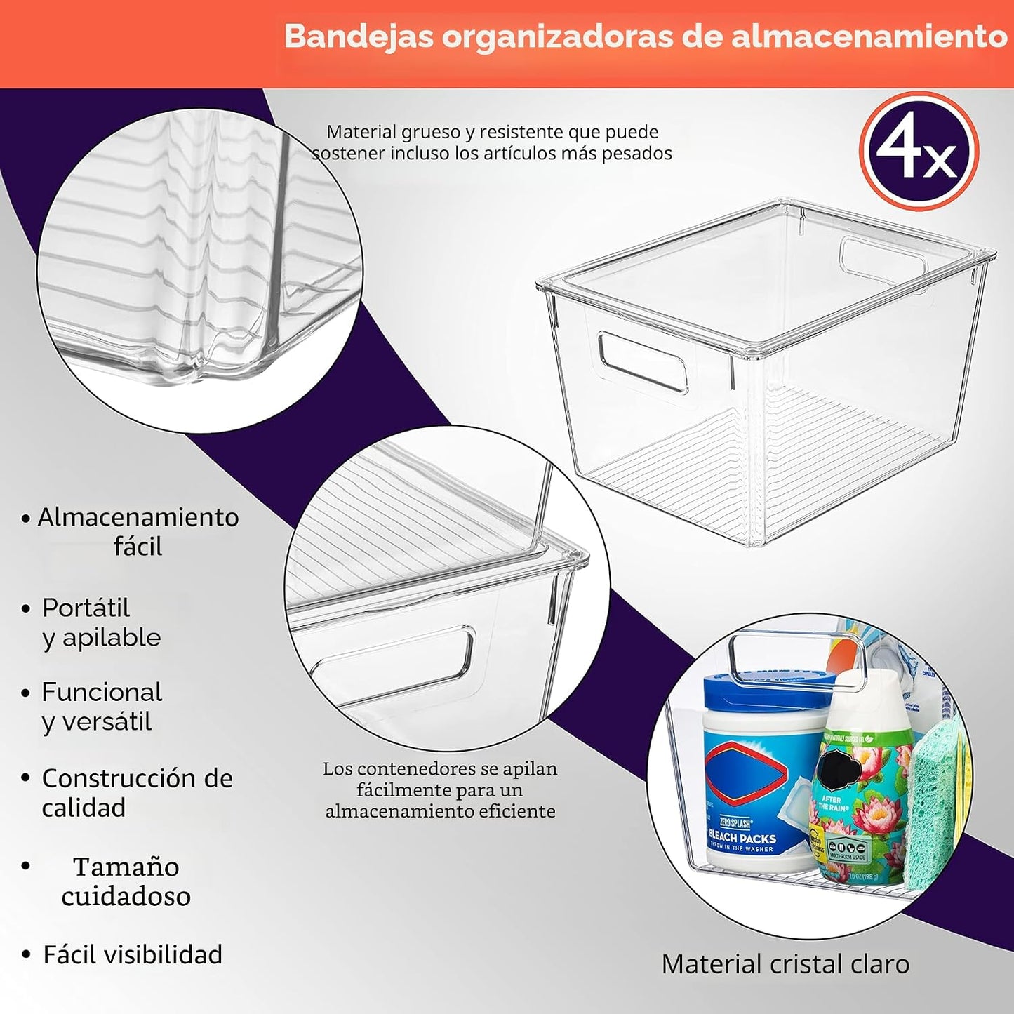 ClearSpace Contenedores de Almacenamiento de Plástico con Tapas X-L...
