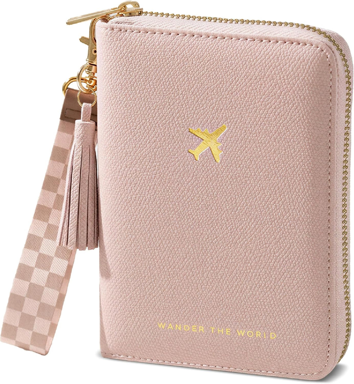Hermoso soporte para pasaporte y cartera de viaje con correa de muñ...