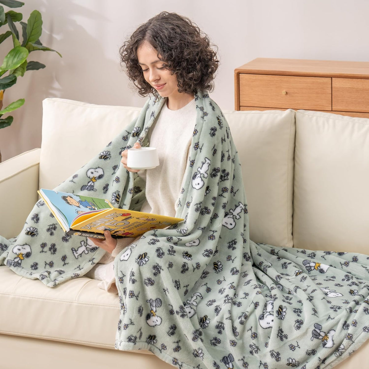 Manta de lana Berkshire Blanket Peanuts® VelvetLoft® Caracteres lin...