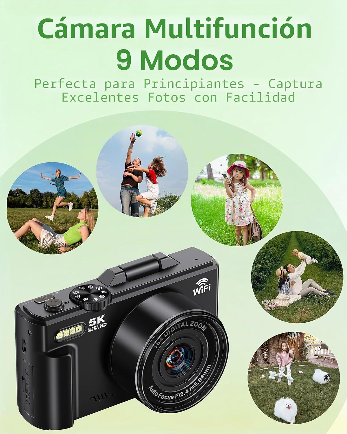 Cámara digital 5K para fotografía, cámara de vlogging WiFi de 75MP...