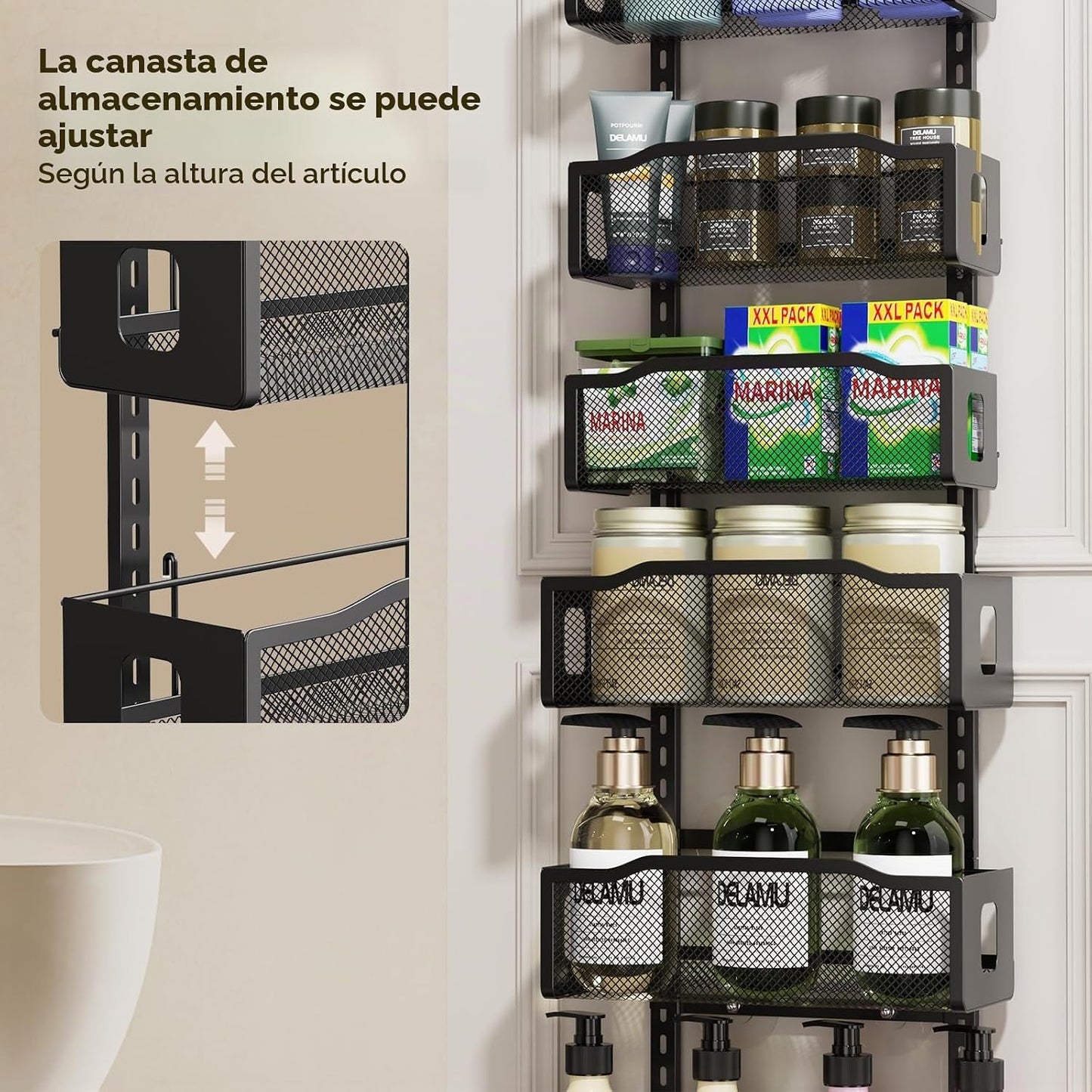 Delamu Organizador de despensa de 8 niveles sobre la puerta, 2 en 1...