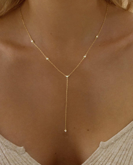 Fwlisesa Collar de oro para mujer, delicados collares largos chapad...
