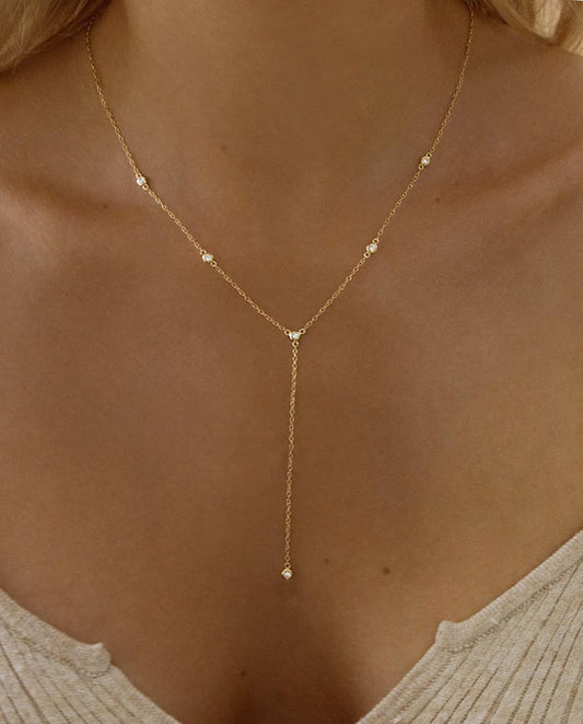 Fwlisesa Collar de oro para mujer, delicados collares largos chapad...