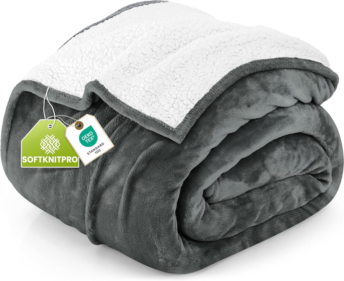 Utopia Bedding Manta Sherpa Tamaño Queen (Gris, 90x90 Pulgadas) - M...