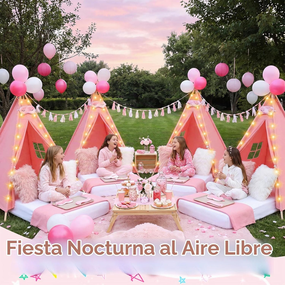 Windyun Paquete de 4 Carpas Tipi para Niños para Fiesta de Pijamas...