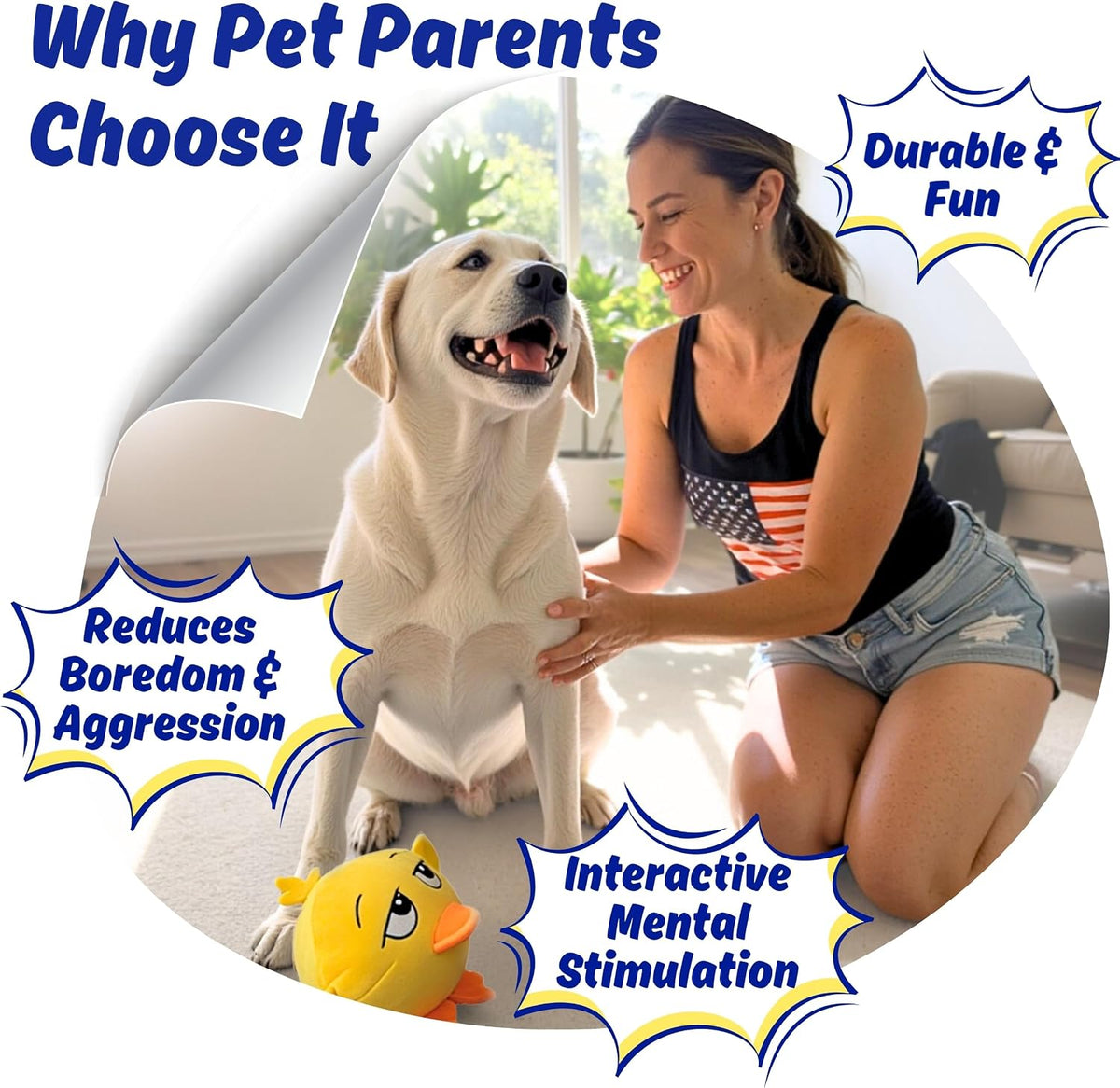 PeppyPawz - Juguete masticable 3 en 1 de pato de peluche para perro...