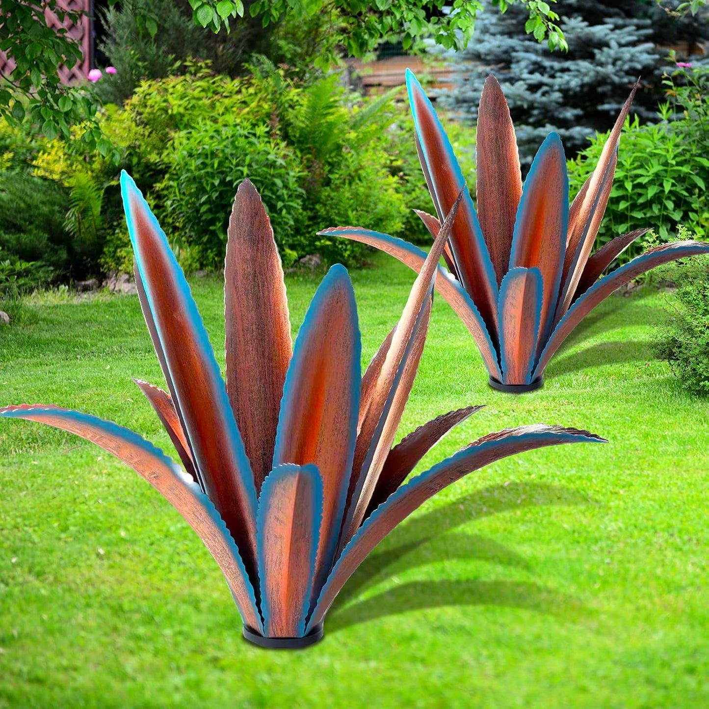 TOMBABY Escultura de planta de agave de hierro resistente al viento...