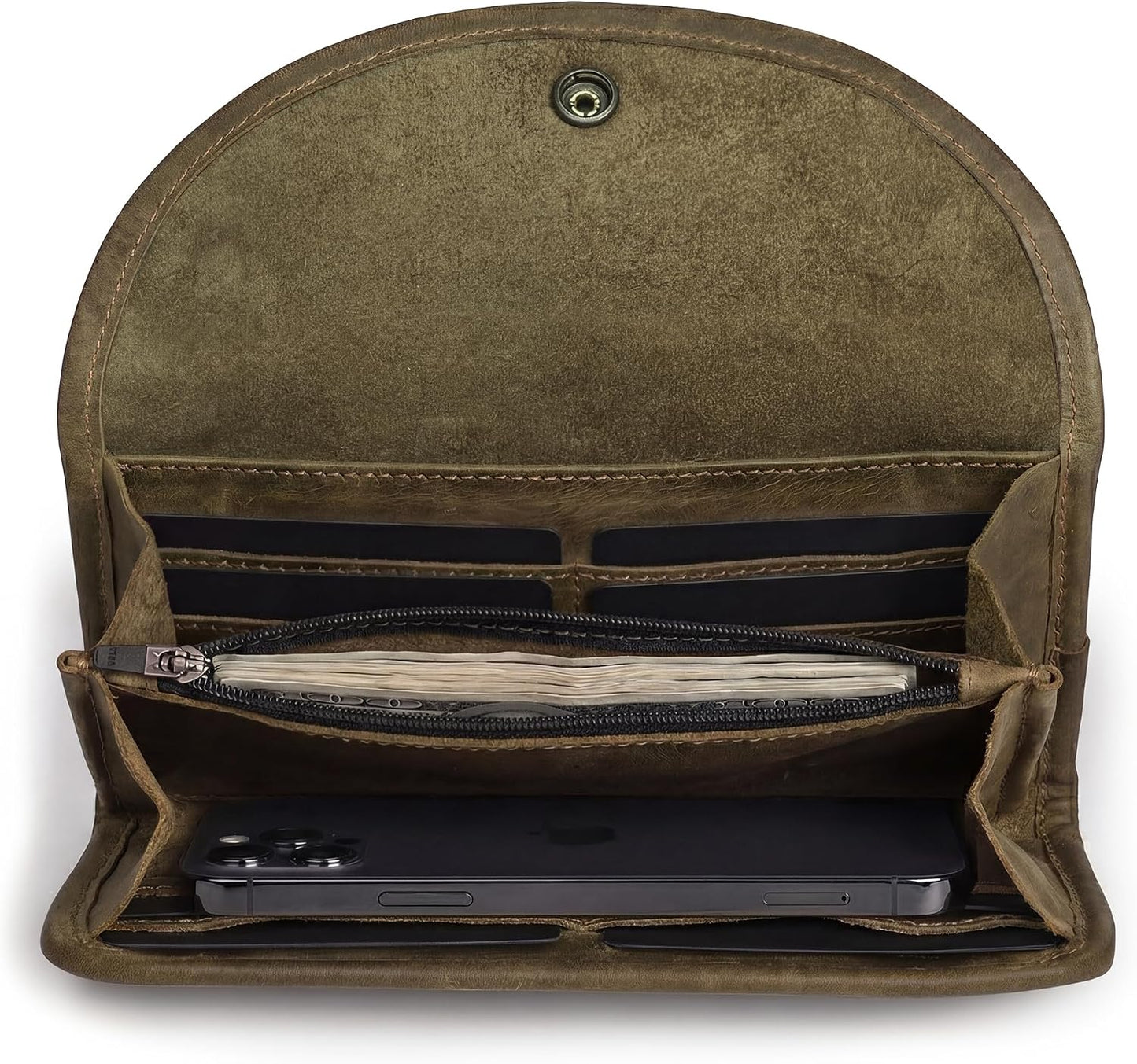 Hide &amp; Drink, Cartera de cuero de grano completo para mujer, so...
