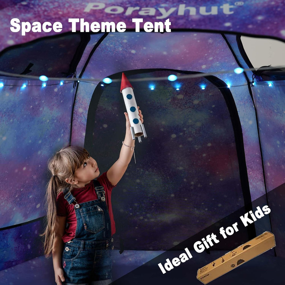 Tienda de campaña hexagonal portátil para niños con tira de luces L...