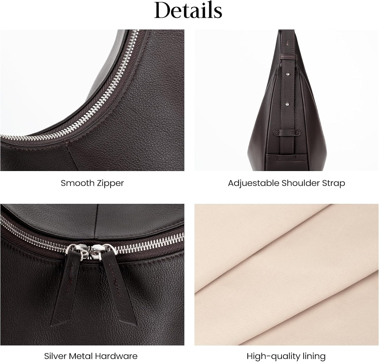 befen Bolsos estilo hobo de cuero genuino para mujer, bolsos cruzad...