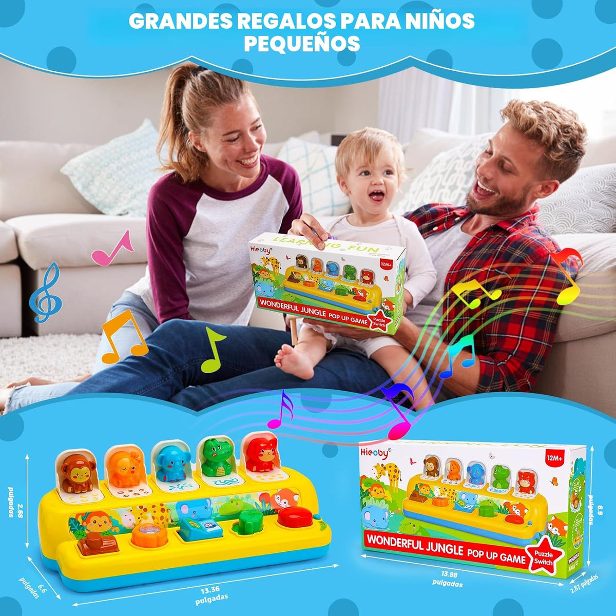 Juguetes Pop Up para bebés con música y luz Montessori Juguetes par...