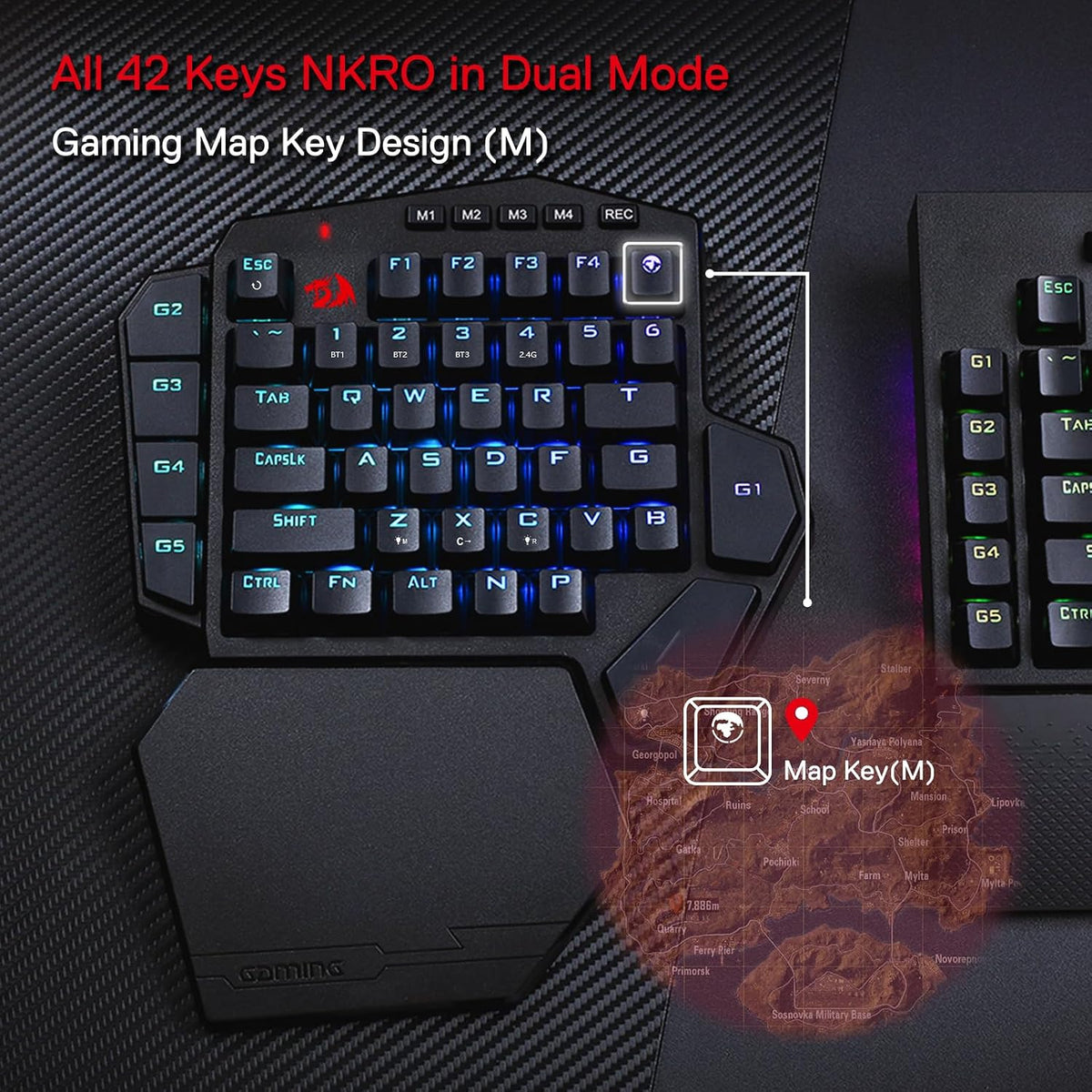 Redragon K585 PRO Teclado mecánico inalámbrico con una sola mano, 4...