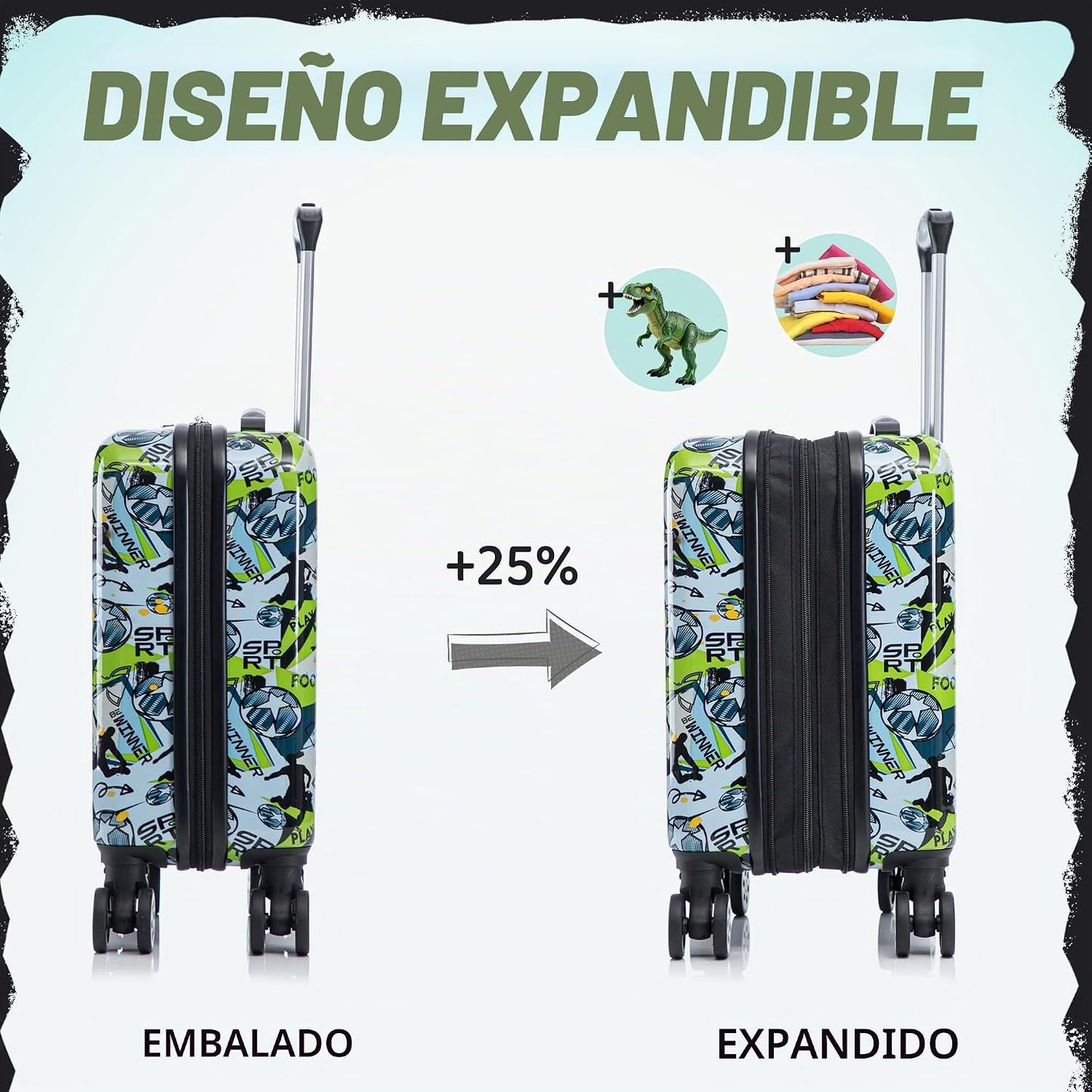 Juego de equipaje para niños de 16 pulgadas con ruedas giratorias,...