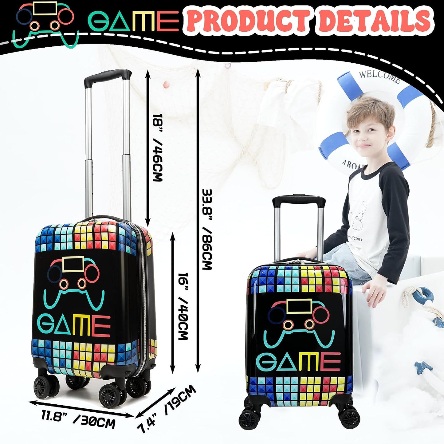 Homskiii Juego de maletas para niños, 2 piezas, equipaje rígido de...
