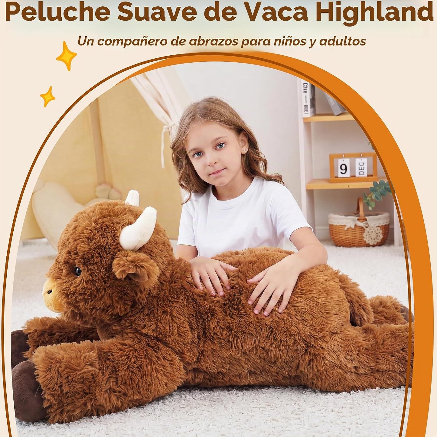 Jrystar Animales de peluche gigantes de la vaca de las tierras alta...