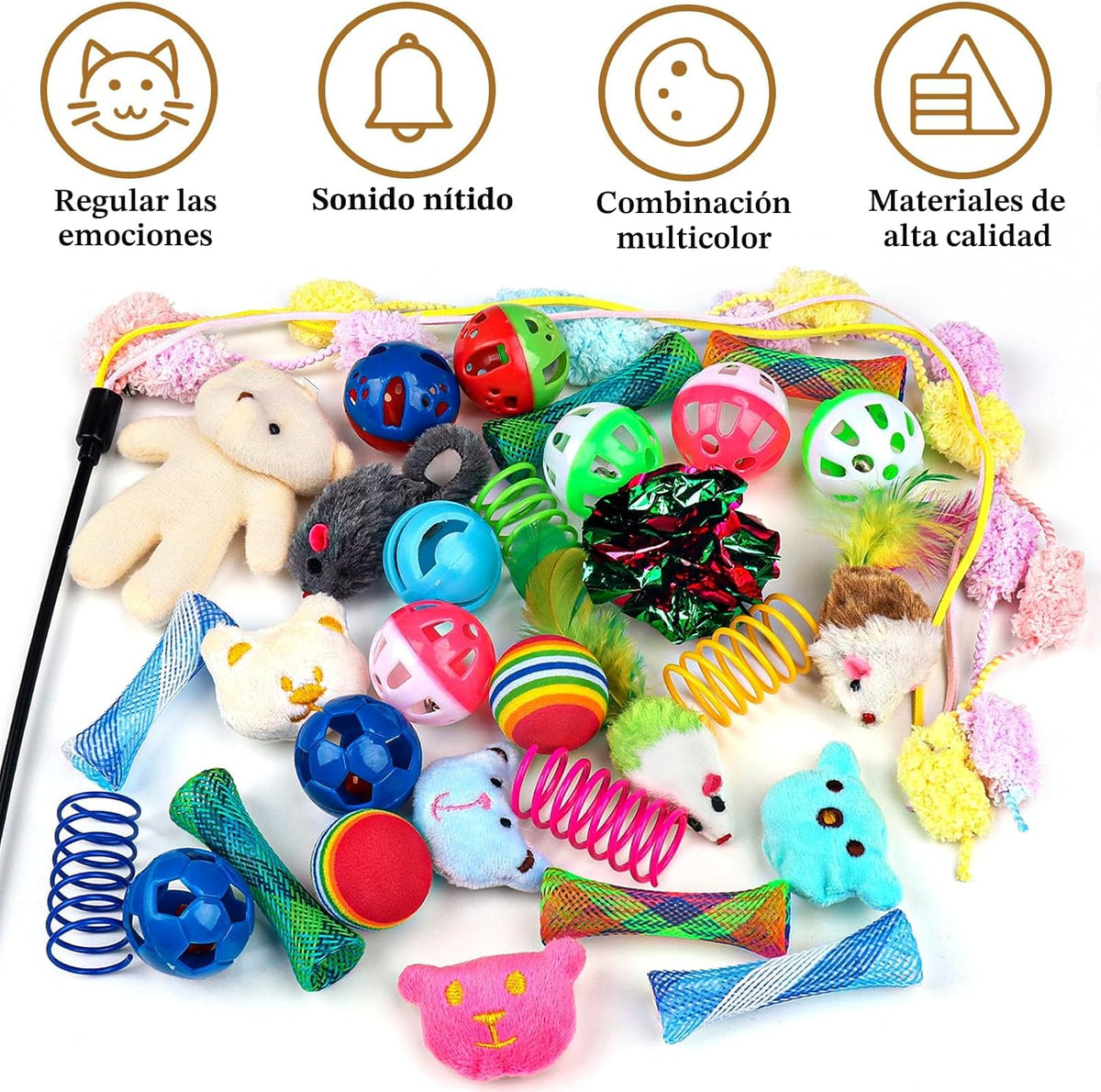 QUOZUO Juego de 30 Piezas de Juguetes para Gatos, Juego de Juguetes...
