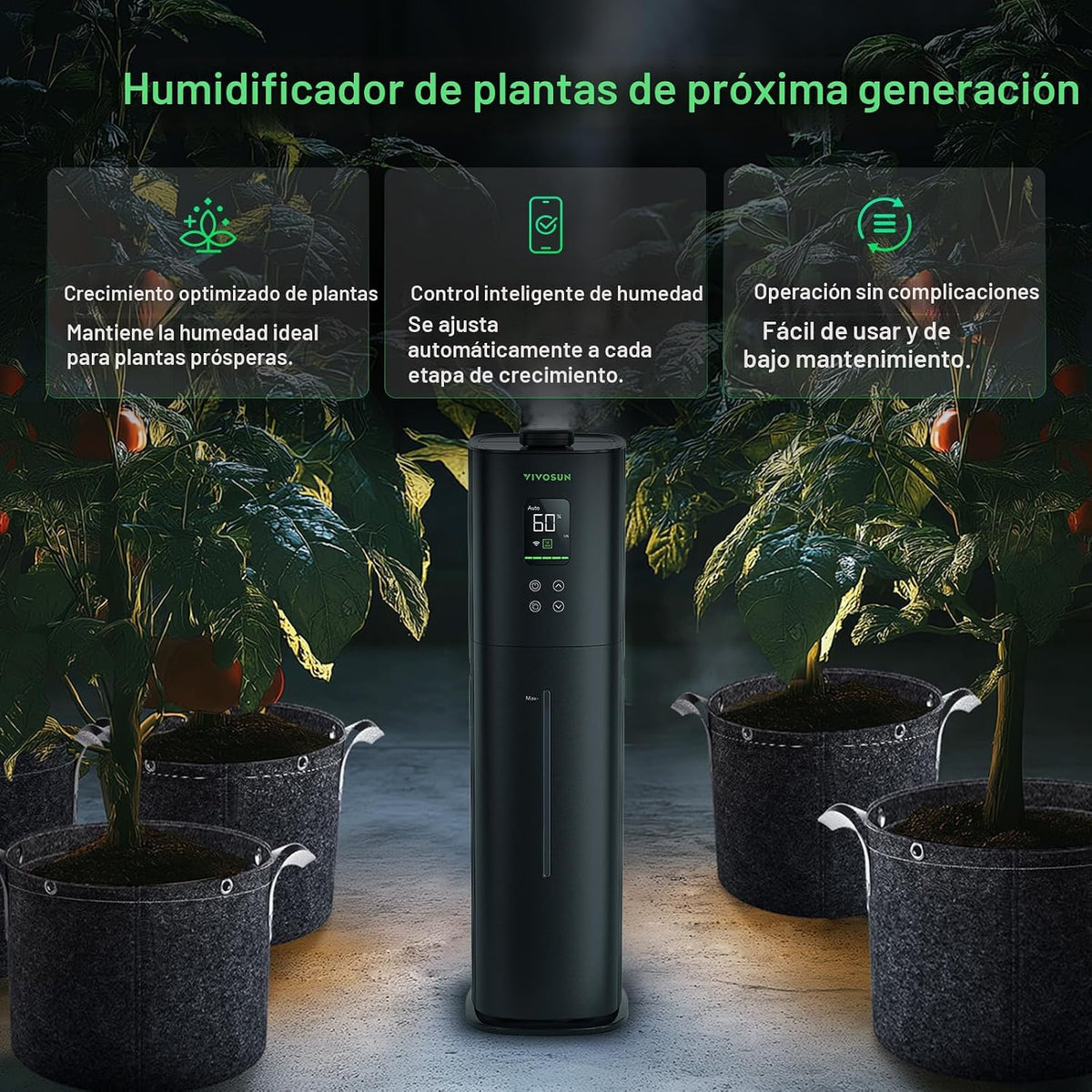 VIVOSUN AeroStream H09 Humidificador Inteligente Wi-Fi, Humidificad...